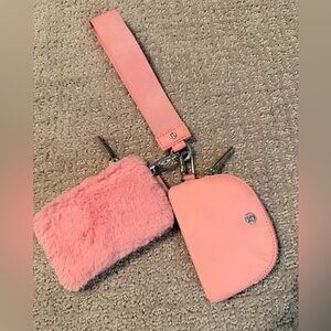 Lululemon Pink dual Pouch Wristlet Keychain